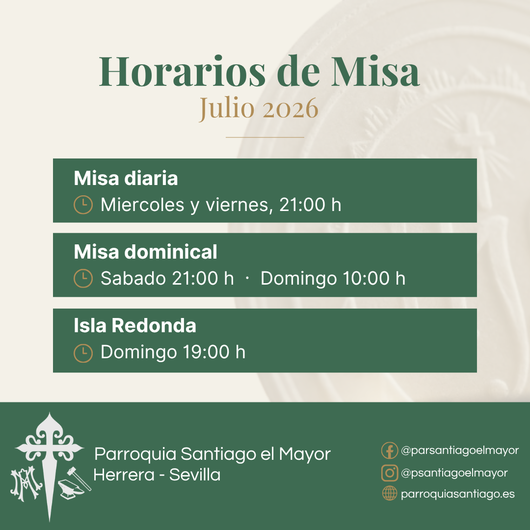 Horarios de misa Julio 2026